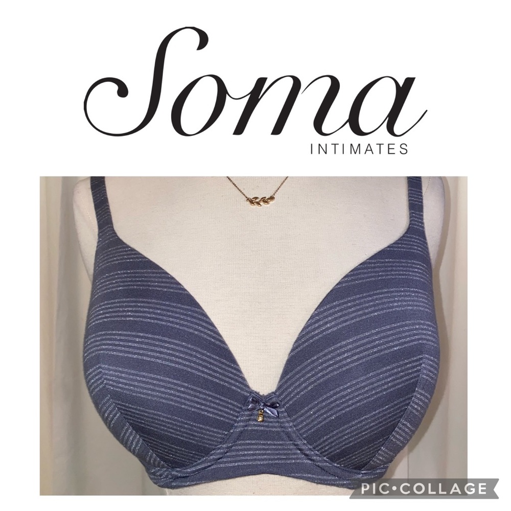 SOMA “Embraceable” Grey/Silver Full Coverage Shimmer Bra 34DD